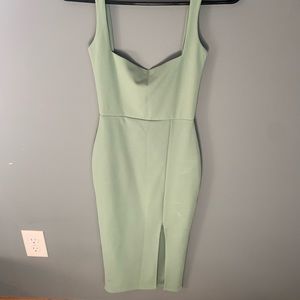 NASTY GAL XS NEVER WORN green bodycon midi dress with slit